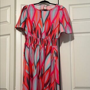 SHEIN Colorful Abstract Midi Dress